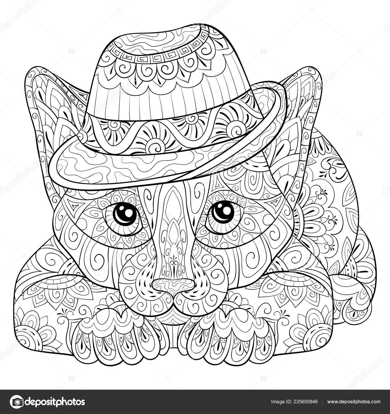 Adult coloring bookpage a cute cat Royalty Free Vector Image