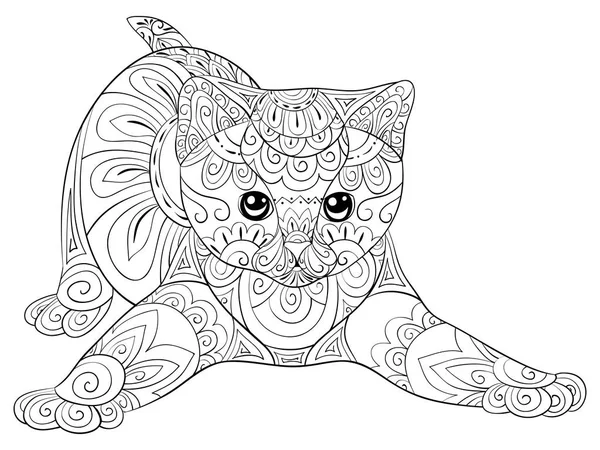 Libro Para Colorear Para Adultos Página Una Imagen Gato Lindo — Vector de stock