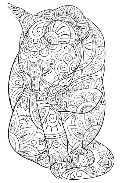 Libro Para Colorear Para Adultos Página Una Imagen Gato Lindo — Vector de stock