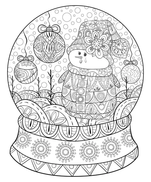 Muñeco Nieve Lindo Que Usa Una Bola Decoración Navidad Con — Vector de stock