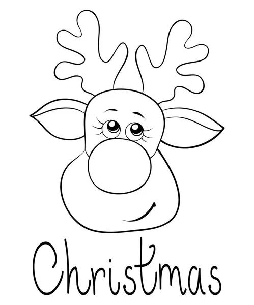 A Christmas head of deer with lettering image for adults and chi — Stock Vector