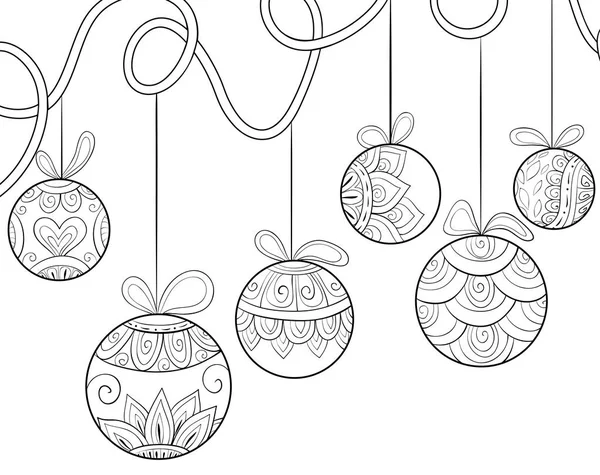 Libro para colorear para adultos, página un fondo de Navidad con decoración — Vector de stock