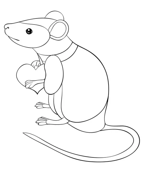 Rat Mignon Avec Cœur Dans Ses Mains Image Pour Adultes — Image vectorielle