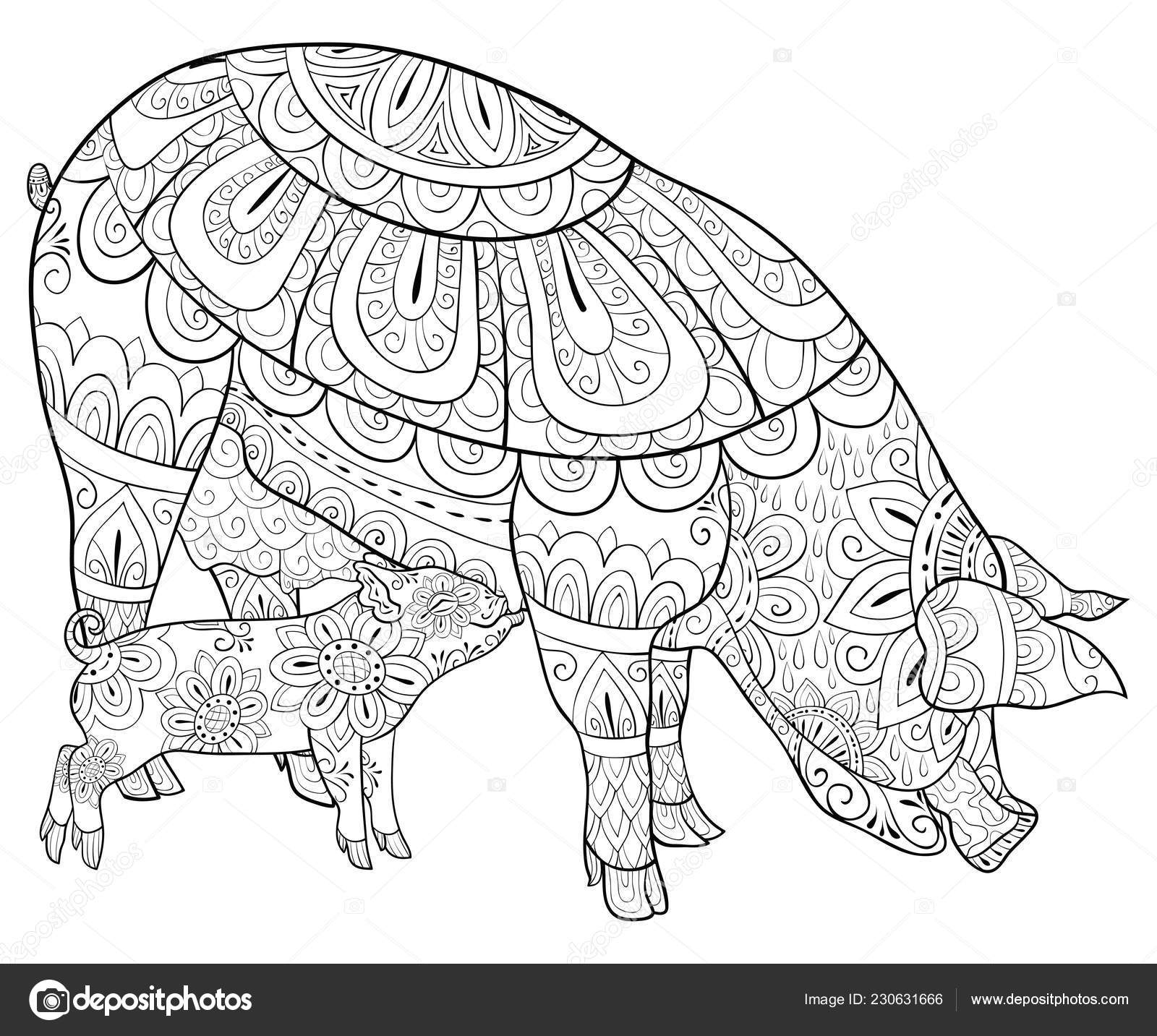 Download Cute Pig Family Mother Her Suneating Milk Image Adults Coloring Vector Image By C Nonuzza Vector Stock 230631666
