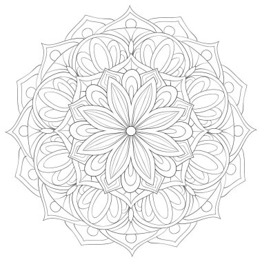 Yetişkinler için bir zen mandala resmi. Bir boyama kitabı, etkinliği azaltmak için bir sayfa. Baskı için Zen sanatı çizimi. Poster tasarımı.
