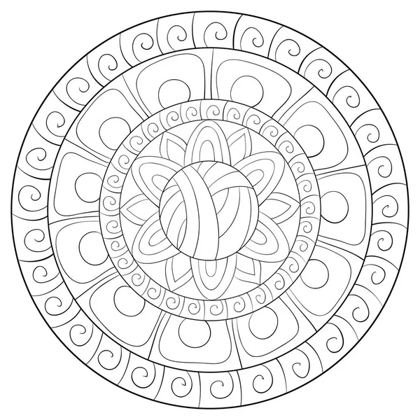 Zen Mandala Image Adults Coloring Book Page Relaxing Activity Zen — стоковый вектор