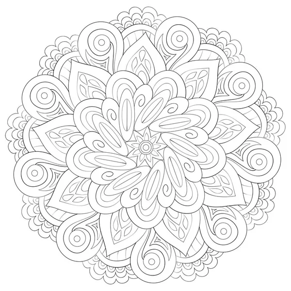 Zen Mandala Image Adults Coloring Book Page Relaxing Activity Zen — стоковый вектор