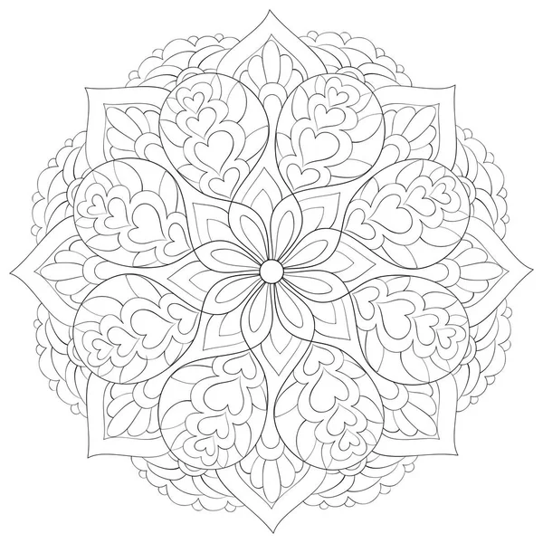 Yetişkinler için bir zen mandala resmi. Bir boyama kitabı, etkinliği azaltmak için bir sayfa. Baskı için Zen sanatı çizimi. Poster tasarımı.