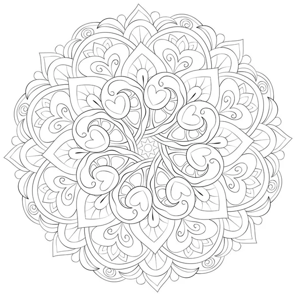 Zen Mandala Image Adults Coloring Book Page Relaxing Activity Zen — стоковый вектор