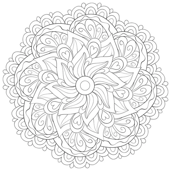 Zen Mandala Image Adults Coloring Book Page Relaxing Activity Zen — стоковый вектор