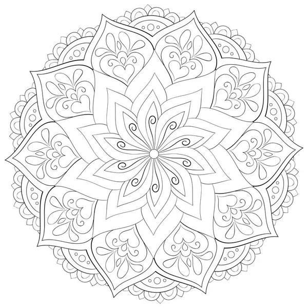 Zen Mandala Image Adults Coloring Book Page Relaxing Activity Zen — стоковый вектор