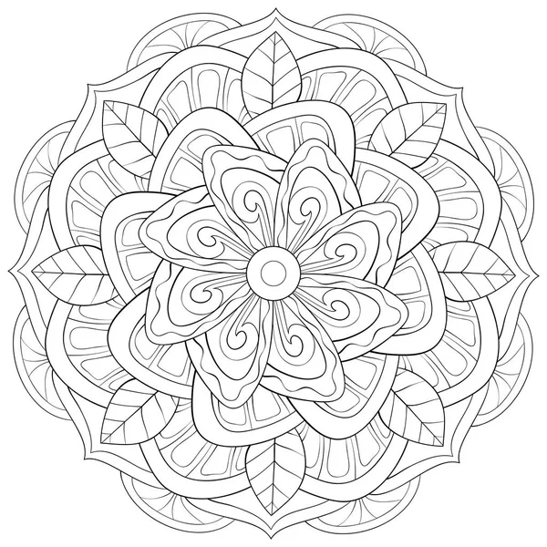 Zen Mandala Image Adults Coloring Book Page Relaxing Activity Zen — стоковый вектор