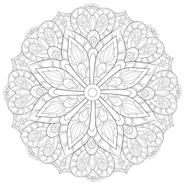 Zen Mandala Image Adults Coloring Book Page Relaxing Activity Zen — стоковый вектор