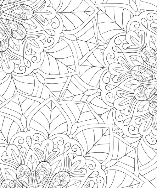 Abstract Floral Background Image Adults Coloring Boo Page Relaxing Activity — стоковый вектор