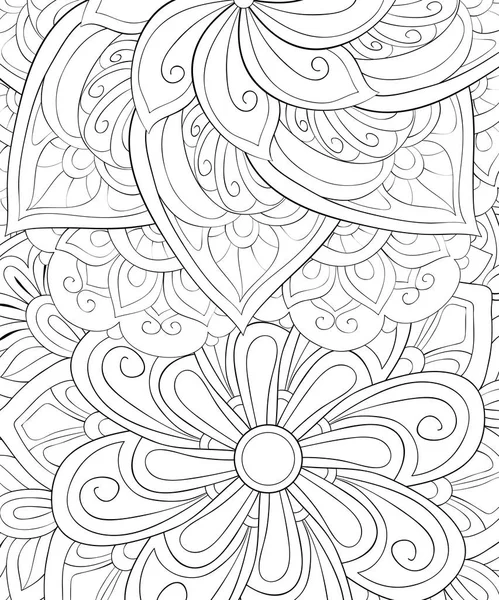 Abstract Floral Background Image Adults Coloring Book Page Relaxing Activity — Stock Vector