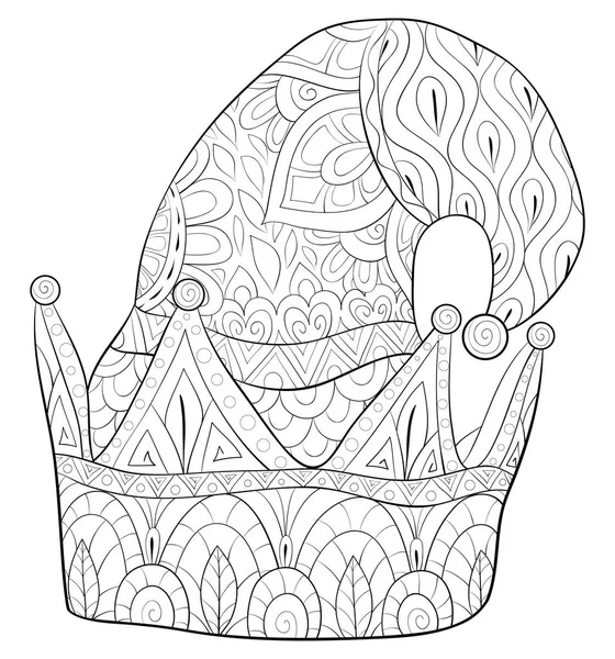 Una Linda Gorra Navidad Con Adornos Imagen Para Adultos Libro — Vector de stock