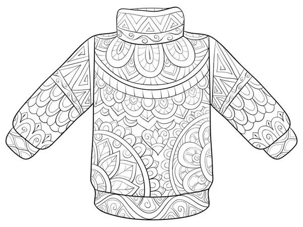 Sweater Natal Dengan Gambar Ornamen Untuk Buku Pewarnaan Relaxing Halaman - Stok Vektor