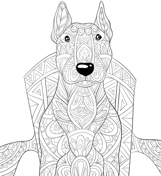 Cute Dog Chair Ornaments Image Relaxing Activity Coloring Book Page — стоковый вектор