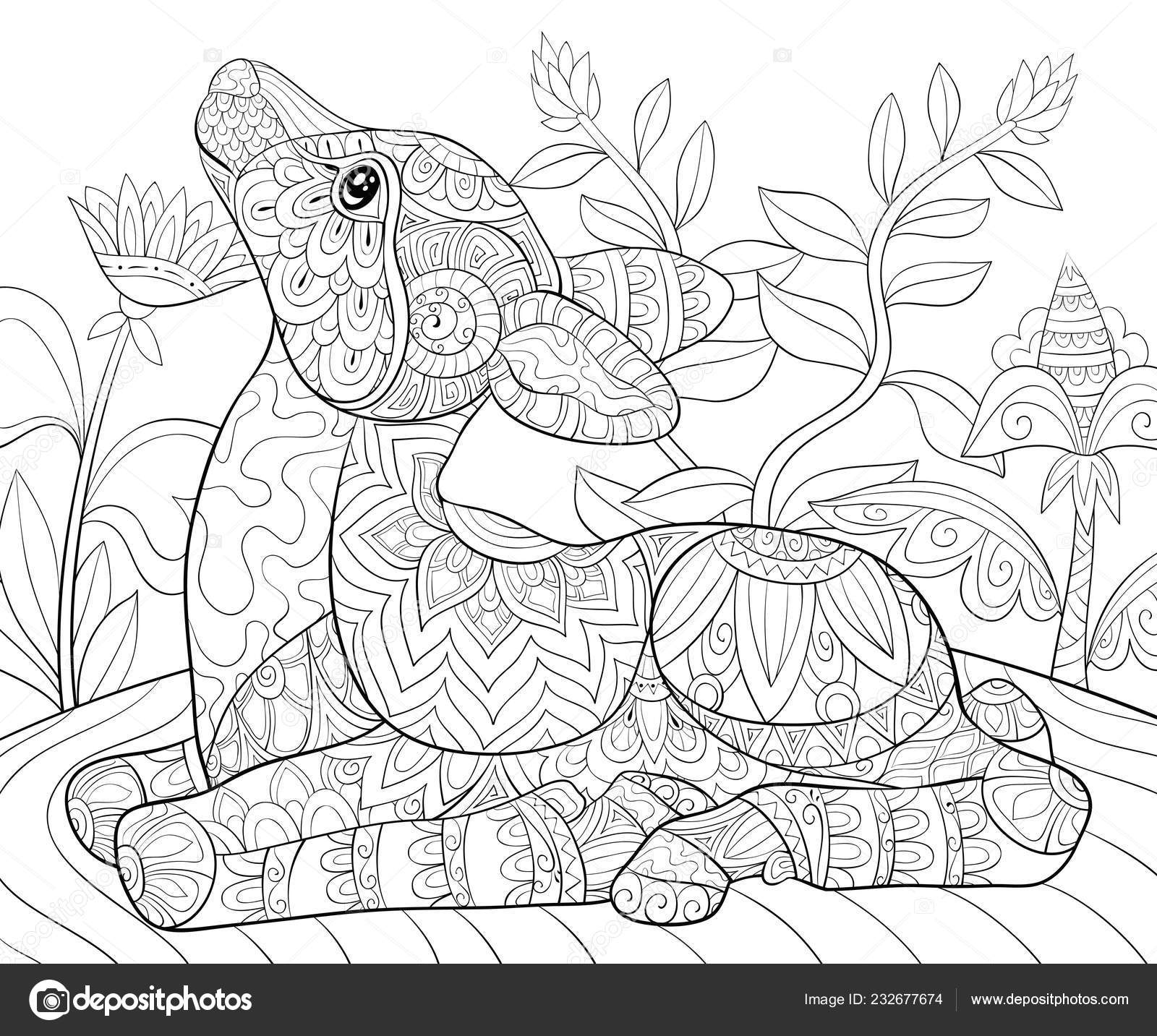 Download Cute Little Deer Ornaments Image Relaxing Coloring Book Page Adults Vector Image By C Nonuzza Vector Stock 232677674