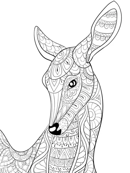 Cute Head Antilope Ornaments Image Relaxing Coloring Book Page Adults — Stock Vector