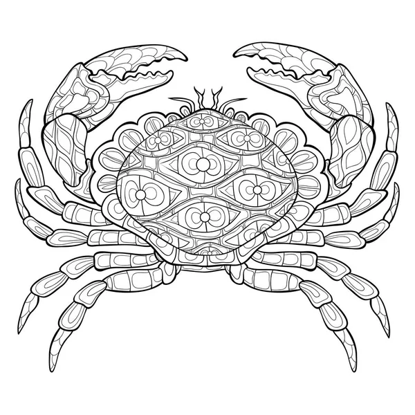 Cute Crab Ornaments Image Relaxing Activity Coloring Book Page Adults — стоковый вектор