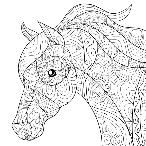 Ein Nettes Pferd Mit Ornamenten Bild Für Entspannende Aktivität Ein — Stockvektor