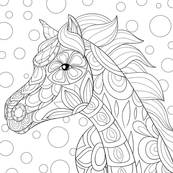 Cavalo Bonito Com Ornamentos Imagem Fundo Para Relaxar Activity Livro —  Vetores de Stock