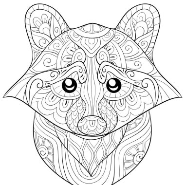 A cute ratton with ornaments image for relaxing activity.A coloring book,page for adults.Zen art style illustration for print.Poster design. clipart