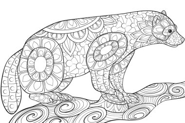 A cute ratton with ornaments on the brunch  image for relaxing activity.A coloring book,page for adults.Zen art style illustration for print.Poster design. clipart