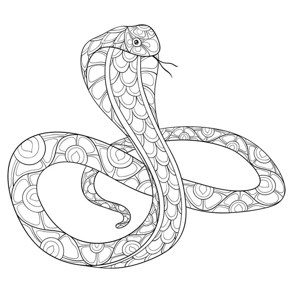 Roztomilý Had Ornamenty Obrázek Pro Relaxační Aktivitu Omalovánky Stránka Pro — Stockový vektor