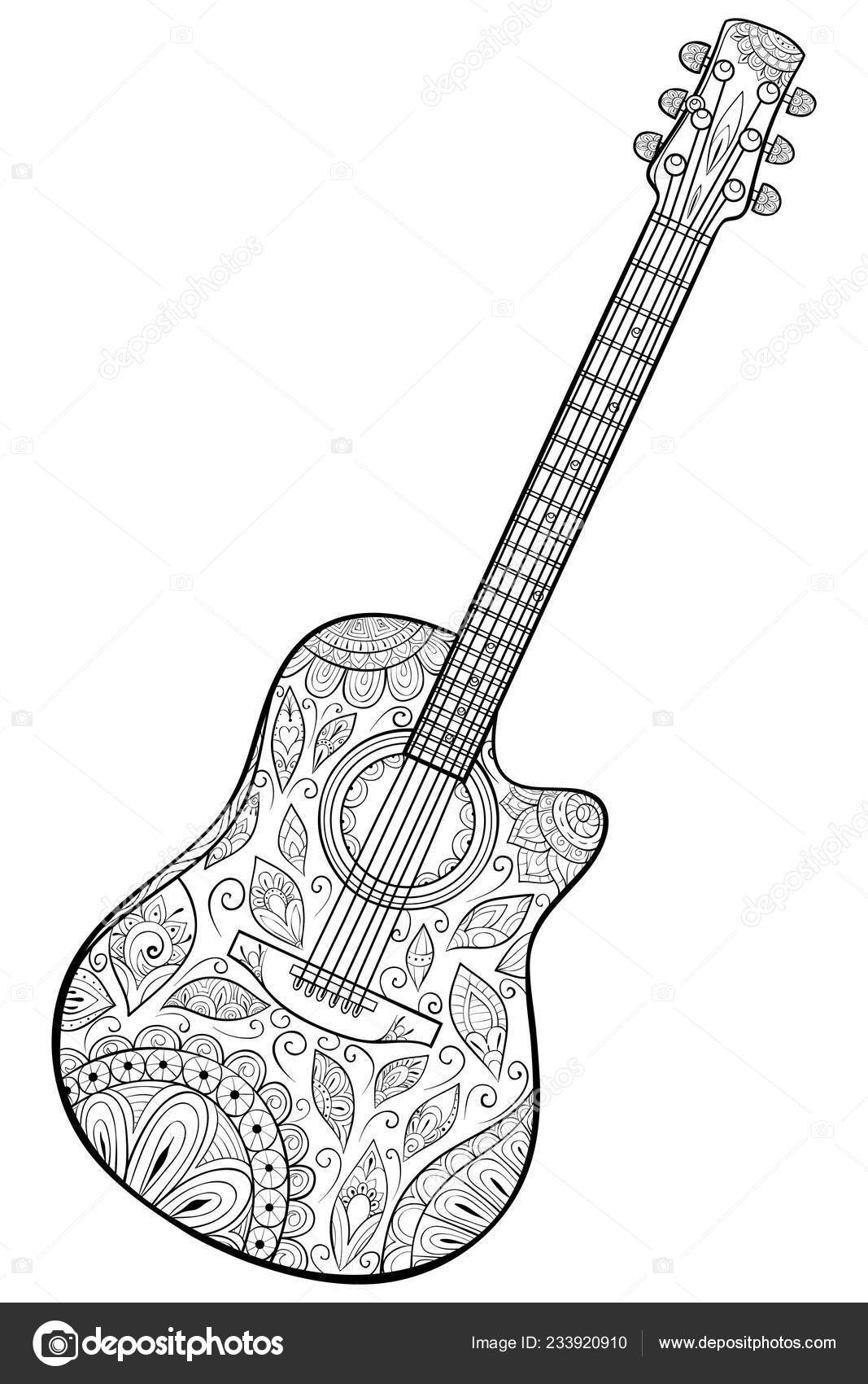 Livre De Coloriage De Guitare électrique Pour Le Vecteur D'adultes  Illustration de Vecteur - Illustration du contour, décoratif: 67952582