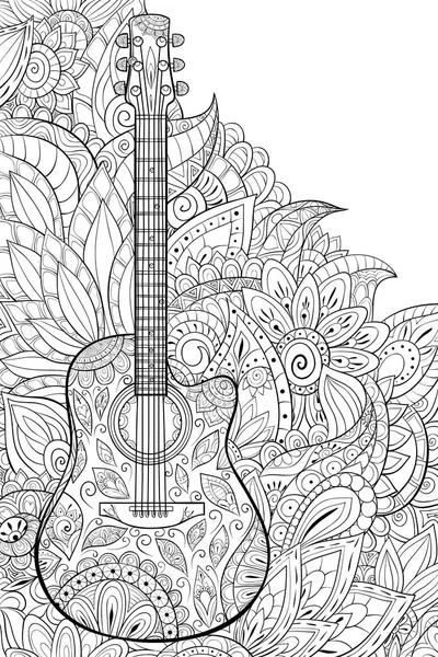 Uma Guitarra Bonita Com Ornamentos Imagem Fundo Floral Abstrato Para —  Vetores de Stock