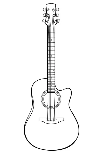 Cute Guitar Image Relaxing Activity Coloring Book Page Adults Line — Stock Vector