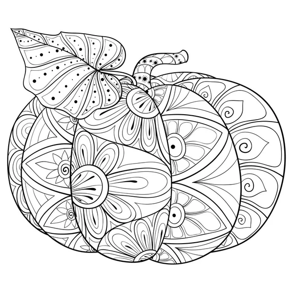 Cute Pumpkin Ornaments Image Relaxing Activity Coloring Book Page Adults — стоковый вектор