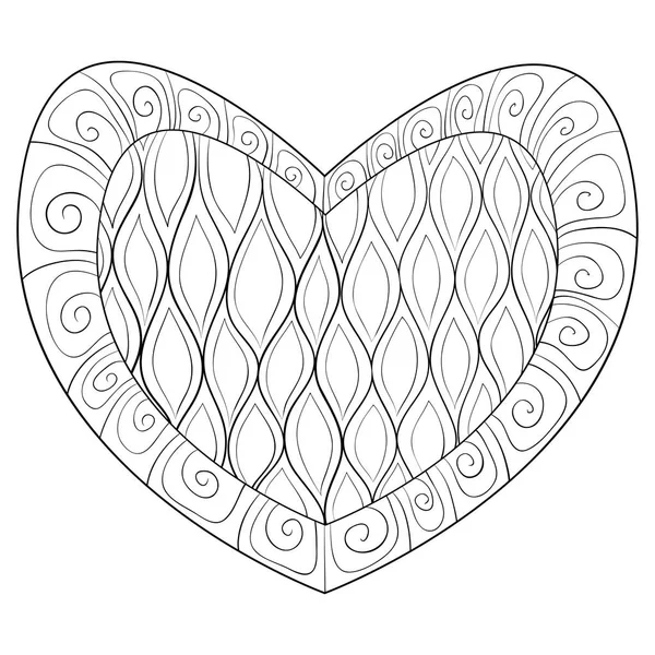 Corazón Lindo Con Adornos Imagen Para Relajarse Libro Para Colorear — Vector de stock