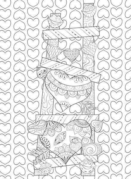 Een Schattige Trap Met Hartjes Met Ornamenten Achtergrond Vol Hartenbeeld — Stockvector