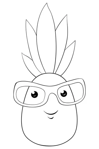 Desenho Animado Bonito Abacaxi Com Óculos Imagem Para Relaxar Activity —  Vetores de Stock