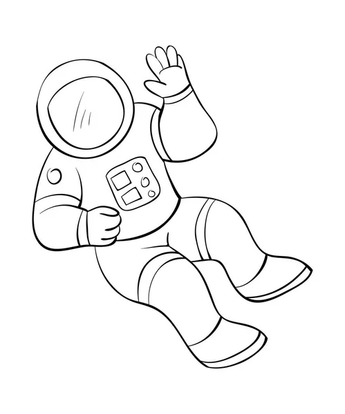Cartoon Cosmonaut Image Relaxing Activity Coloring Book Page Children Line — Stock Vector