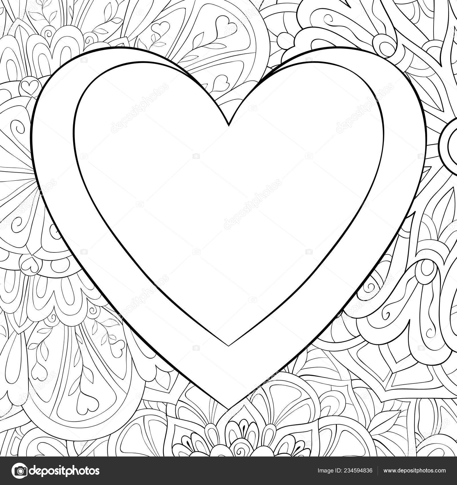 Adult coloring bookpage a cute heart Royalty Free Vector