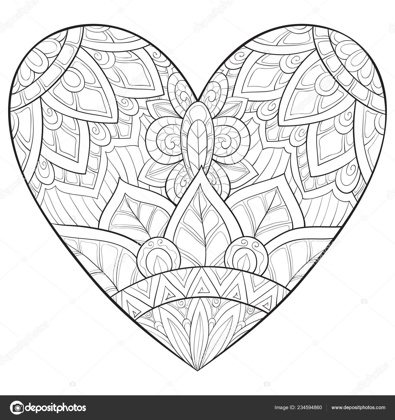 Download Cute Heart Ornaments Image Relaxing Activity Coloring Book Page Adults Stock Vector Image By C Nonuzza 234594860