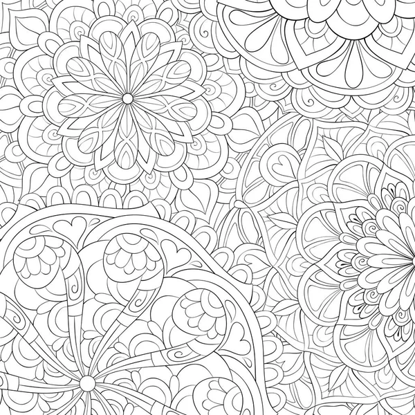 Абстрактне Квіткове Зображення Тла Дорослих Розмальовка Сторінка Розслаблюючої Діяльності Ілюстрація — стоковий вектор