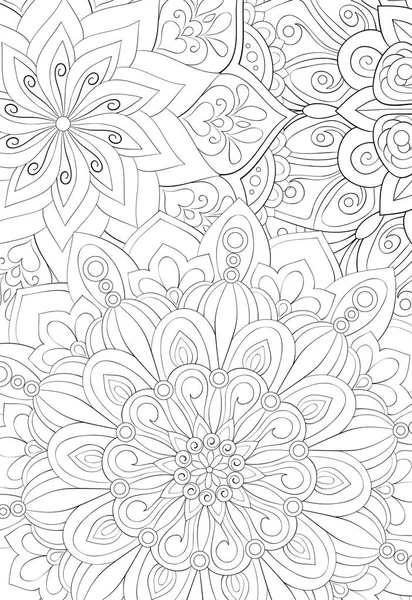 Abstract Floral Background Image Adults Coloring Boo Page Relaxing Activity — стоковый вектор