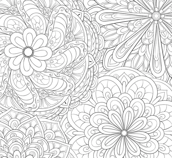 Abstraktní Květinové Pozadí Obrázek Pro Dospělé Omalovánky Stránka Pro Relaxační — Stockový vektor