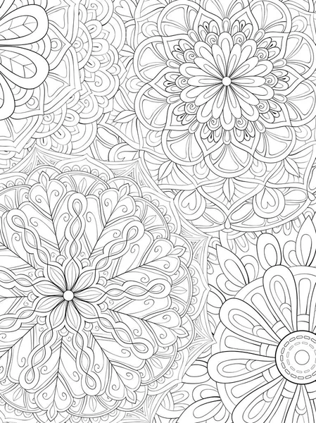Une Image Abstraite Fond Floral Pour Adultes Livre Colorier Page — Image vectorielle