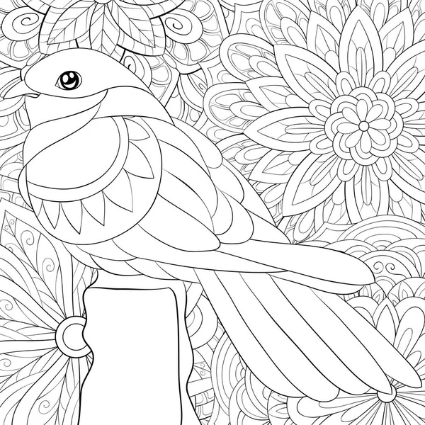 Cute Bird Brunch Abstract Background Image Relaxing Activity Coloring Book — стоковый вектор