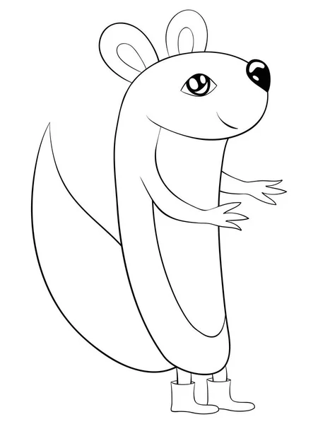 Cute Cartoon Squirrel Image Relaxing Activity Coloring Book Page Adults — Stock Vector
