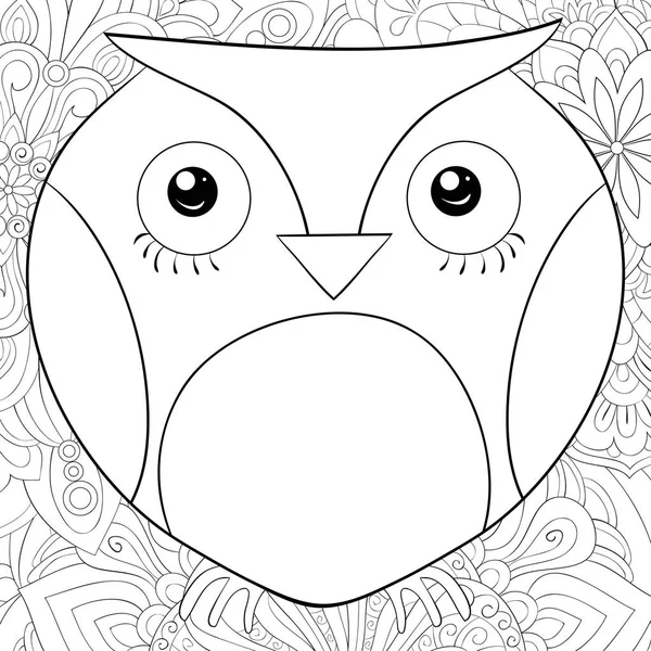 Cute Owl Abstract Background Image Relaxing Activity Coloring Book Page — стоковый вектор