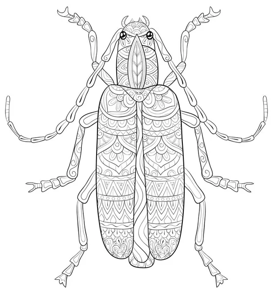 Bug Bonito Com Ornamentos Imagem Para Relaxar Activity Livro Colorir — Vetor de Stock