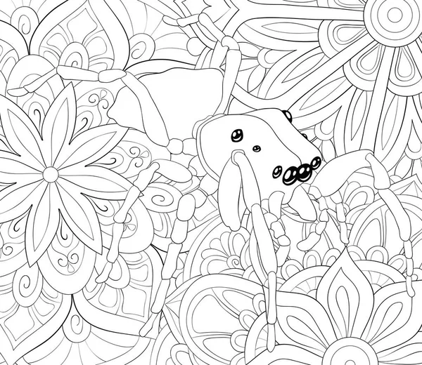 Cute Spider Abstract Background Image Relaxing Activity Coloring Book Page — стоковый вектор
