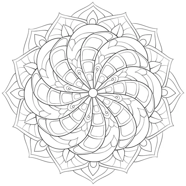 Zen Mandala Image Adults Coloring Book Page Relaxing Activity Zen — стоковый вектор